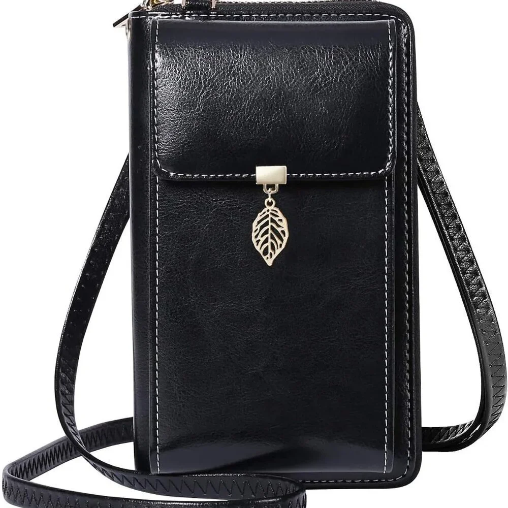 Small Leather Crossbody Phone Bag Women RFID Wallet Compact Organizer